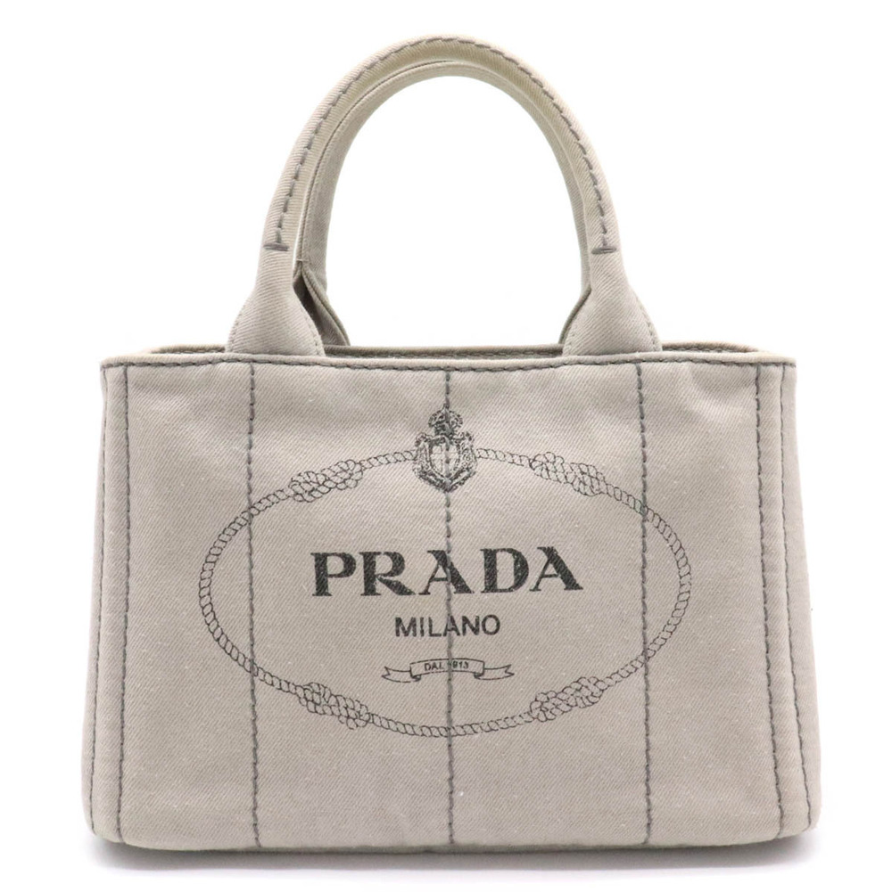 Prada Canapa Handbag Tote Bag Canvas Gray
